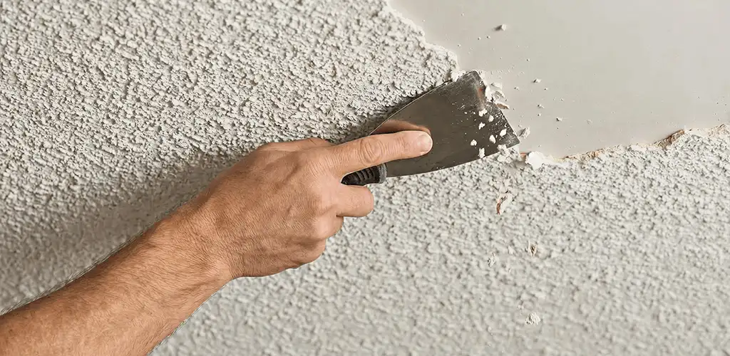 Popcorn ceiling removal scraping off textured ceiling finish in Louisville, KY