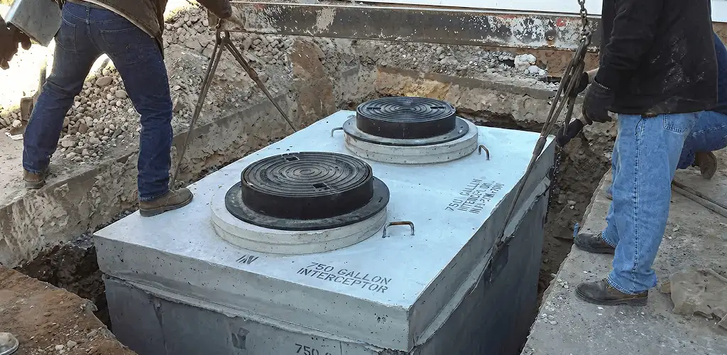Grease trap installation for a commercial property drainage system in Louisville, KY