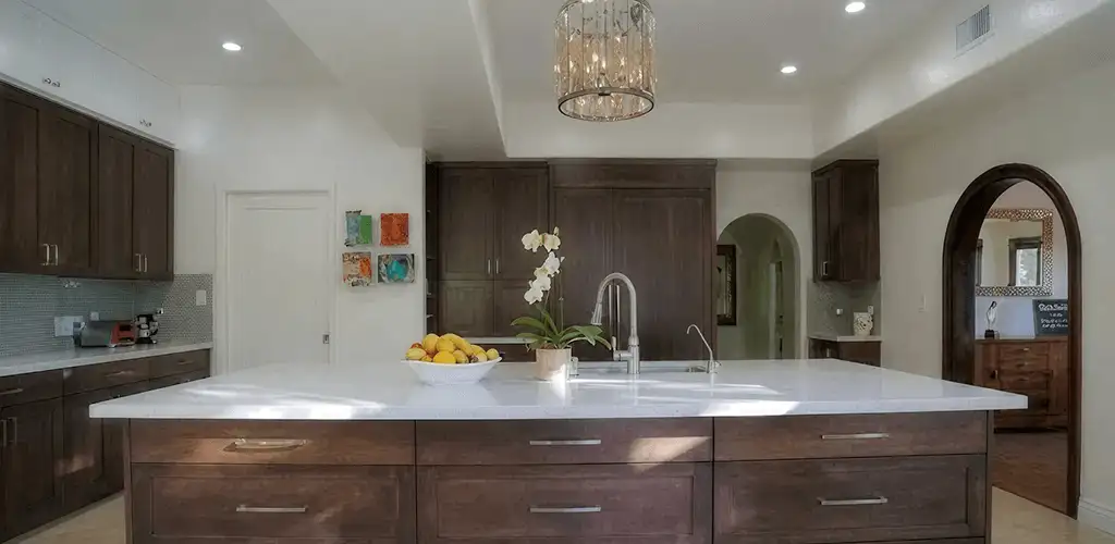 Cabinet refacing project with updated kitchen cabinets and island in Louisville, KY