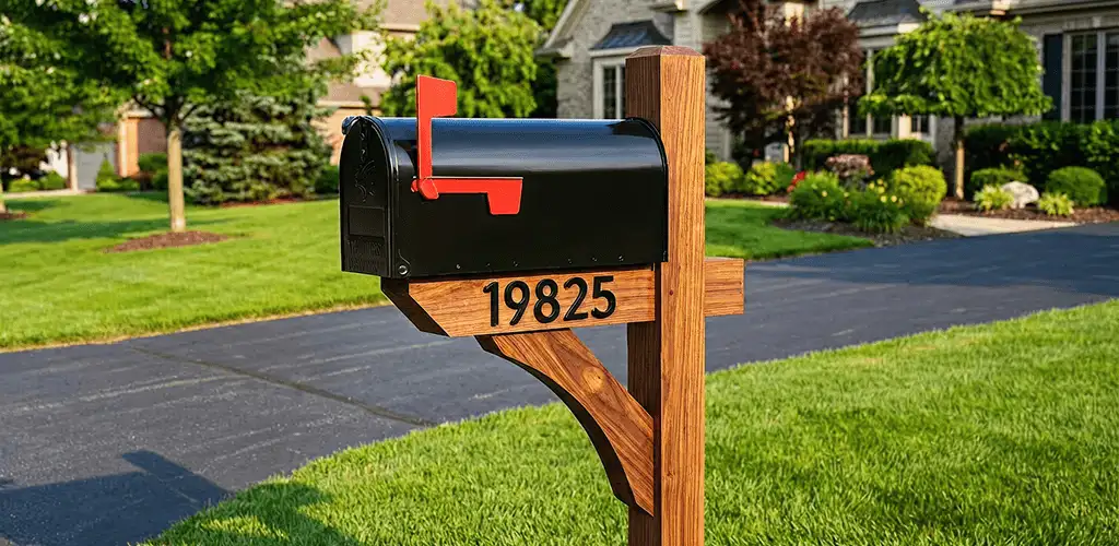 New mailbox installation with post and address number for a home in Louisville, KY