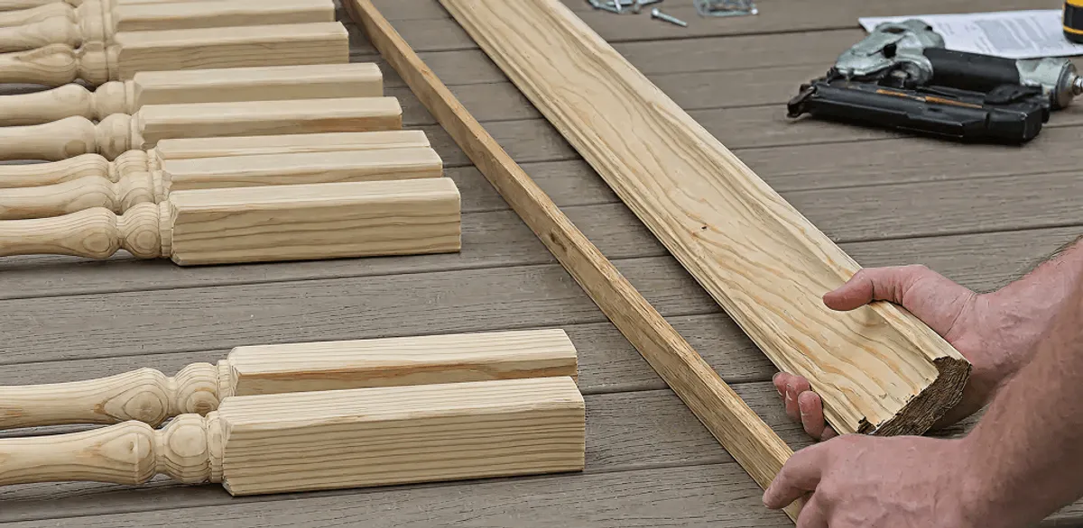 Handrail installation materials and wood components for stair rail work in Louisville, KY